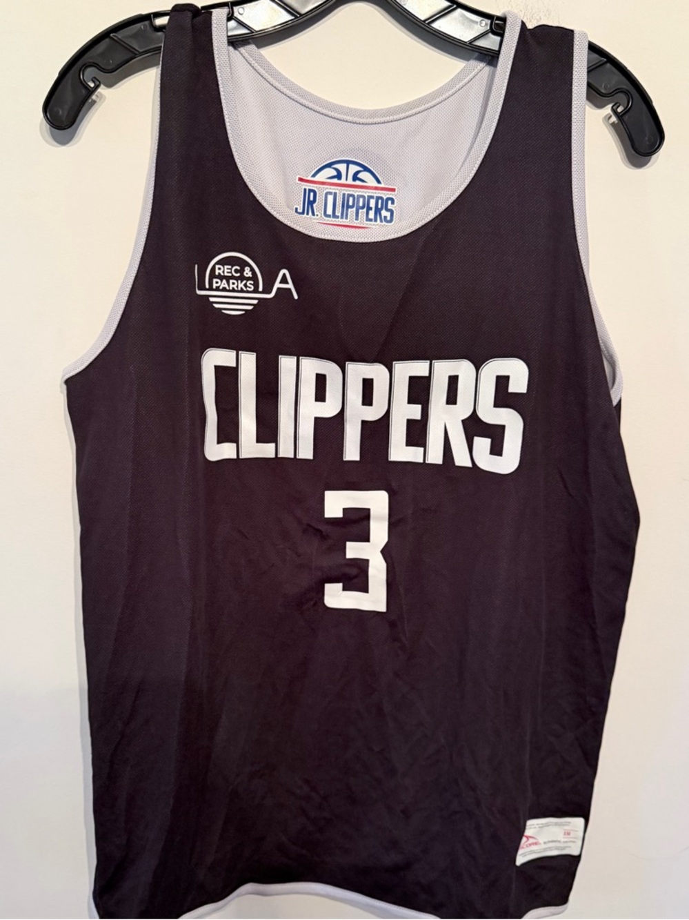 LA Parks NBA JR Los Angeles Clippers Basketball Reversible Jersey Black White M
